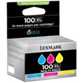 No.100XL 3-Pack (Cyan_Magenta_Yellow) Ink Cartridges for the Lexmark Pinnacle Pro 901 A4 Inkjet Printer