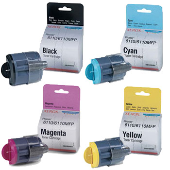 Toner Multi Pack CMY (1K) + Black (2K) for the Xerox Phaser 6110N A4 Colour Laser Printer