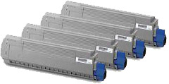 OKI Toner Rainbow Pack CMY (2,000 pages) + Black (8,000 pages) for the Oki C5650N A4 Colour Laser Printer